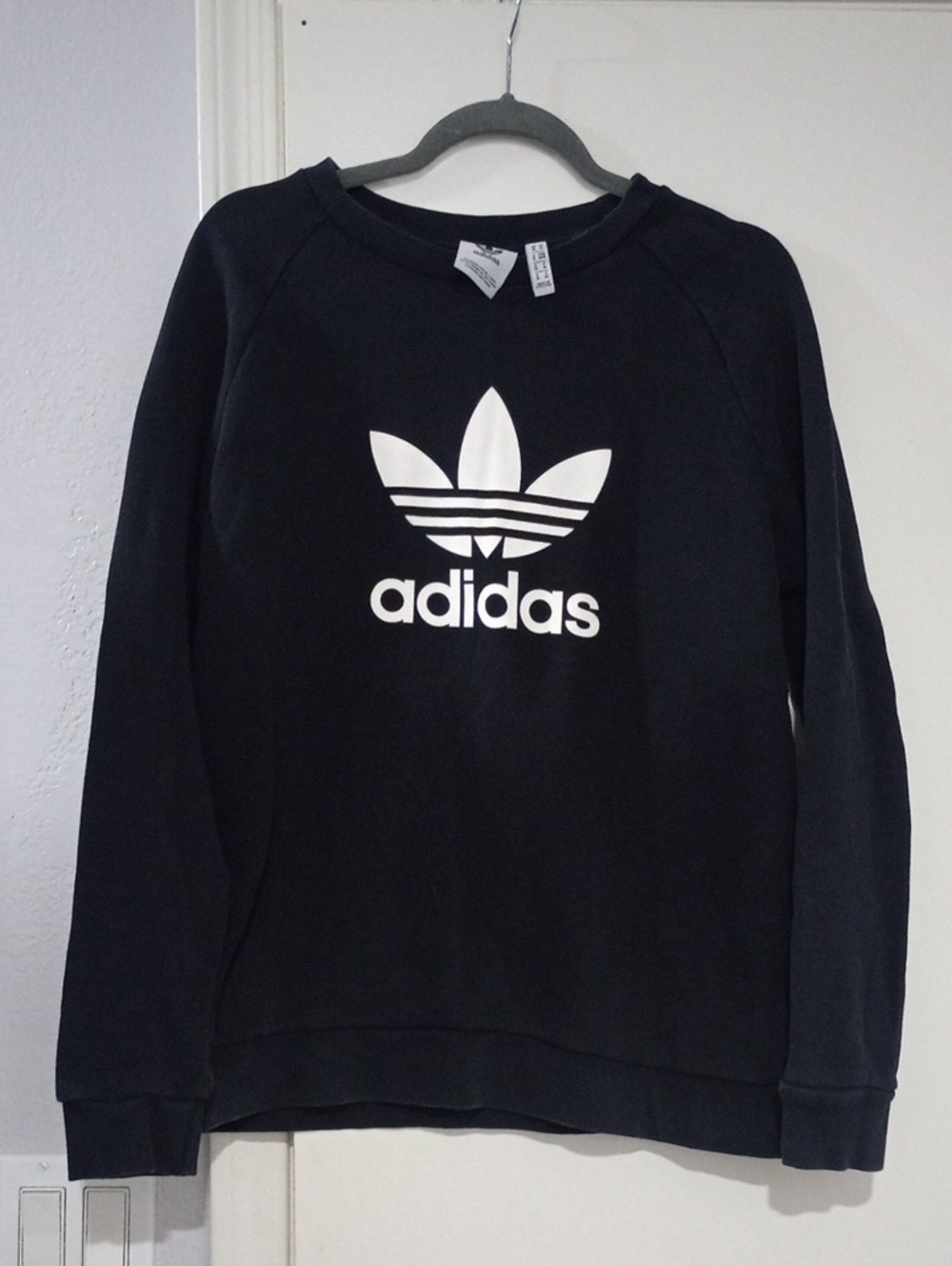 adidas Black Crewneck Sweatshirt with White Trefoil Logo